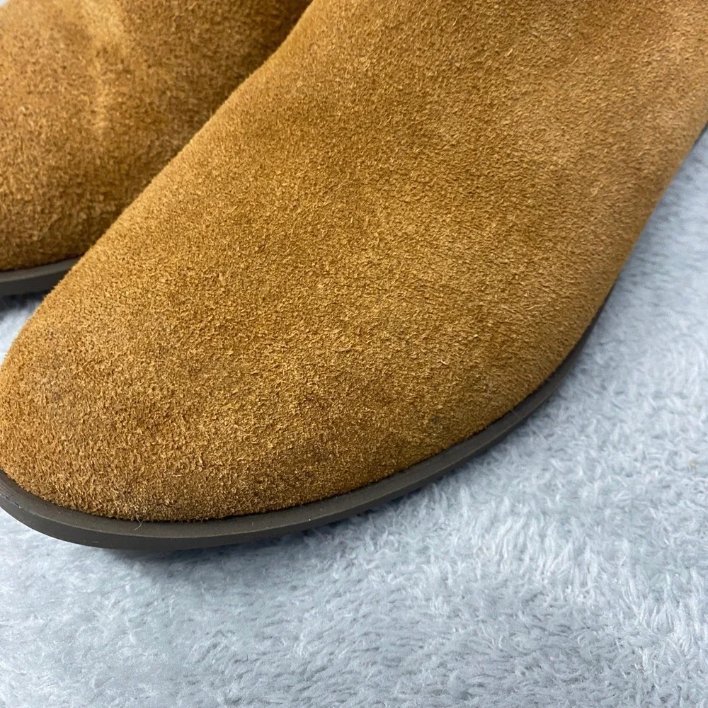 Crown Ivy Ankle Booties Womens 7 Wide Kendall Suede Side Zip Block Heel Tan‎ 7W